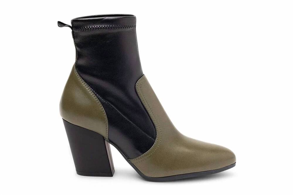 NEW HOGAN women's two-tone block-heel boots in green